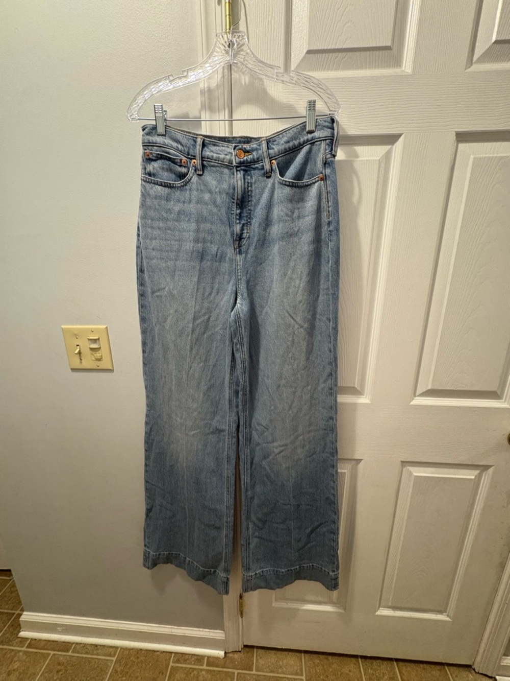 J Crew Wide Leg Denim Trouser Size 29 Tall Light Wash